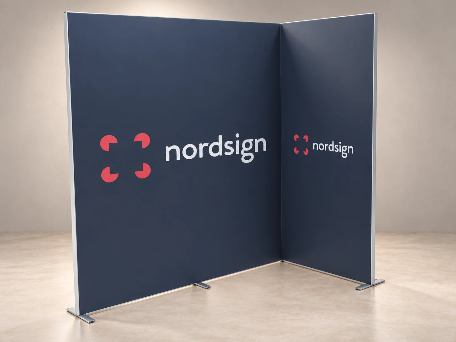 Foldable Display example with linked panels forming a corner