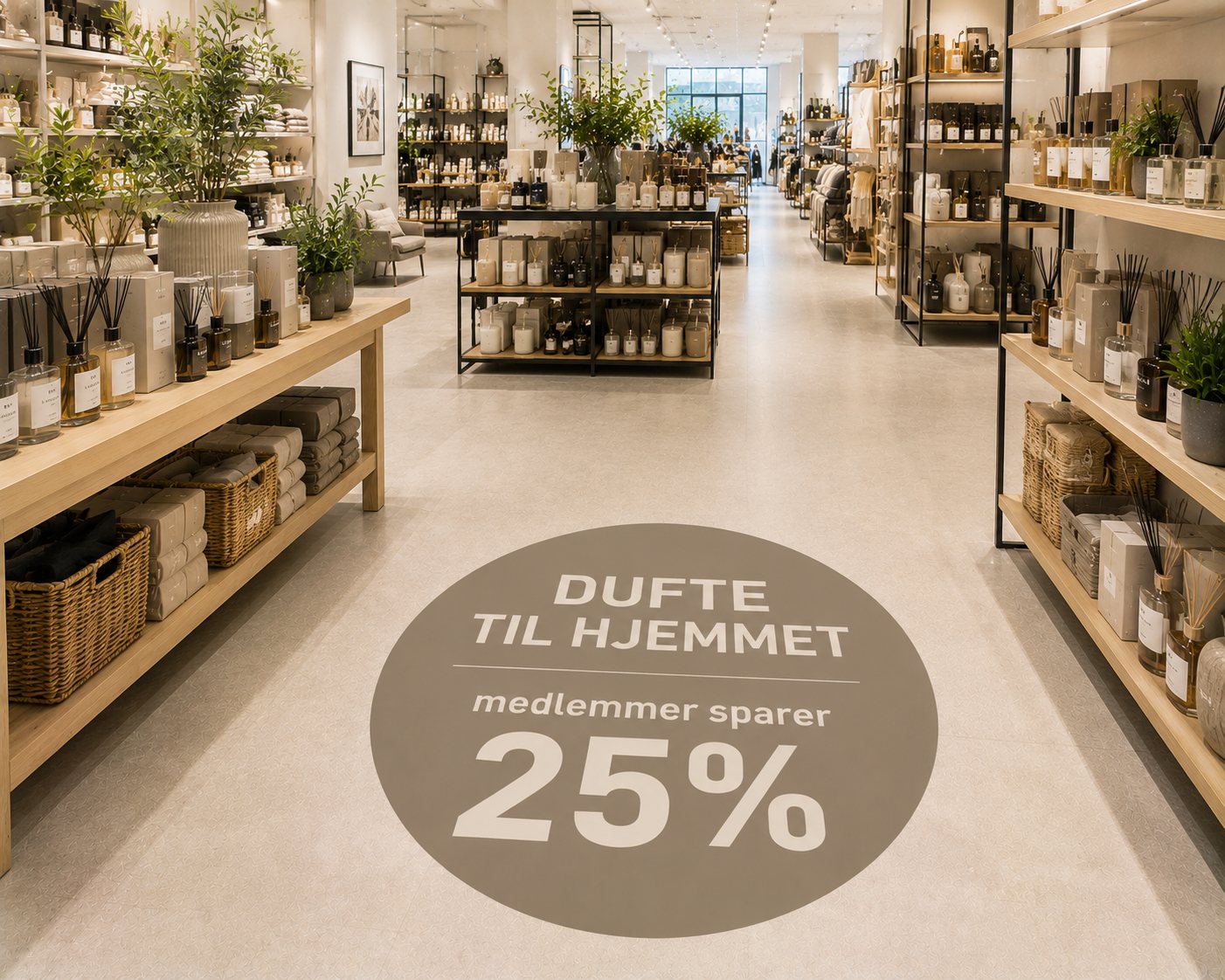 Gulvgrafikk med tilbud