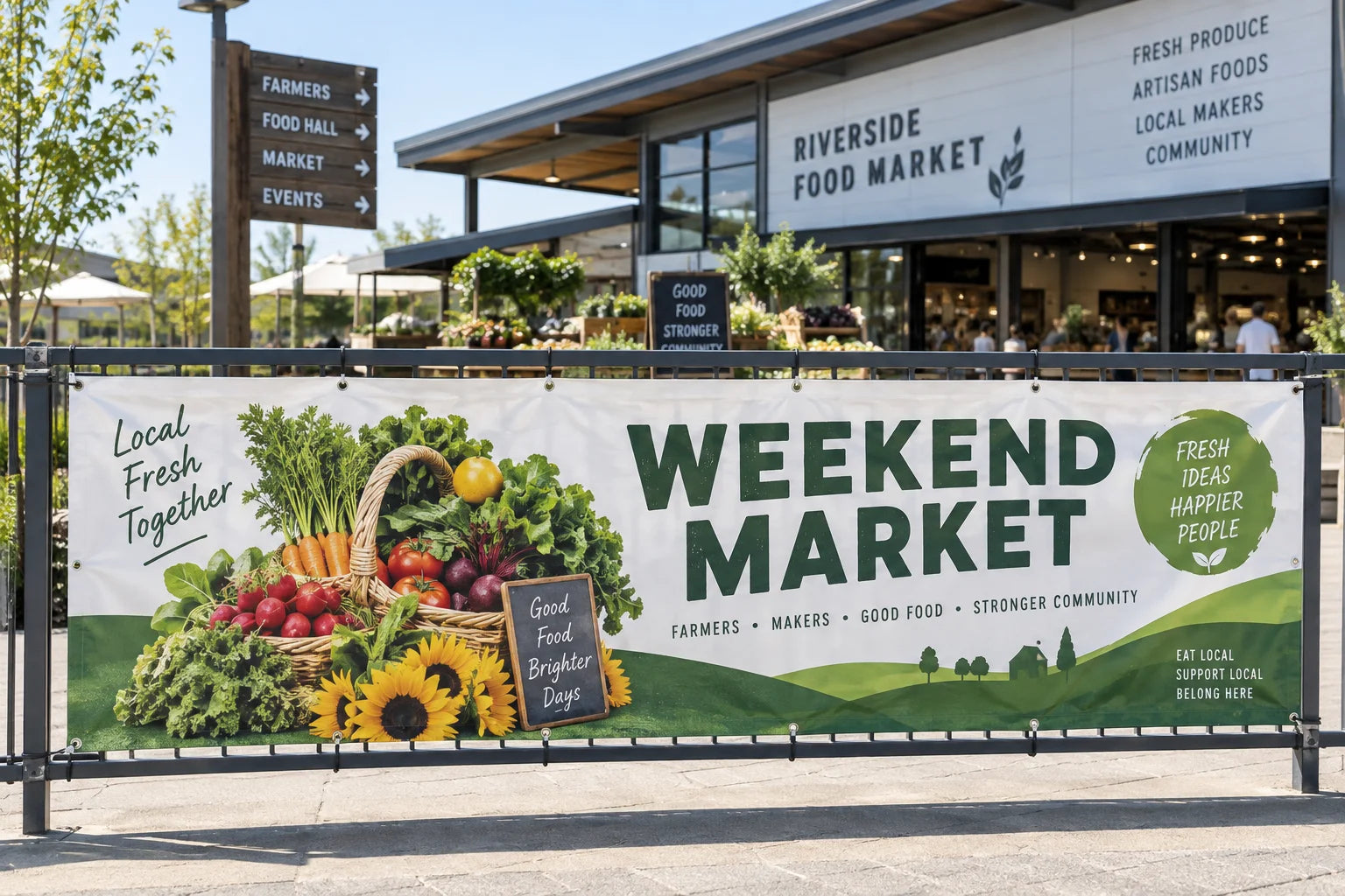 Large format banner materials and finishing options for commercial signage