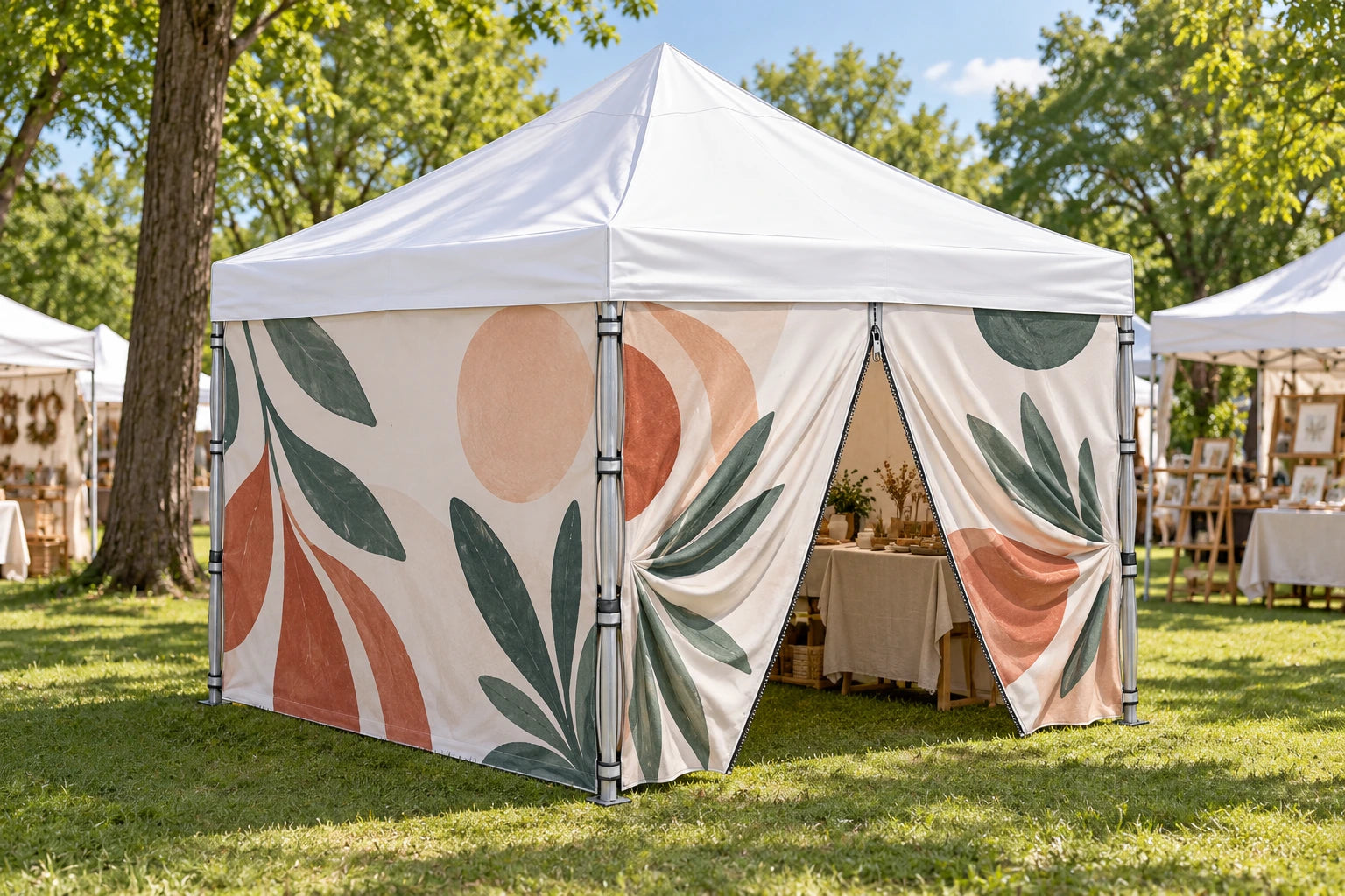 
Tent wall with zippered door
