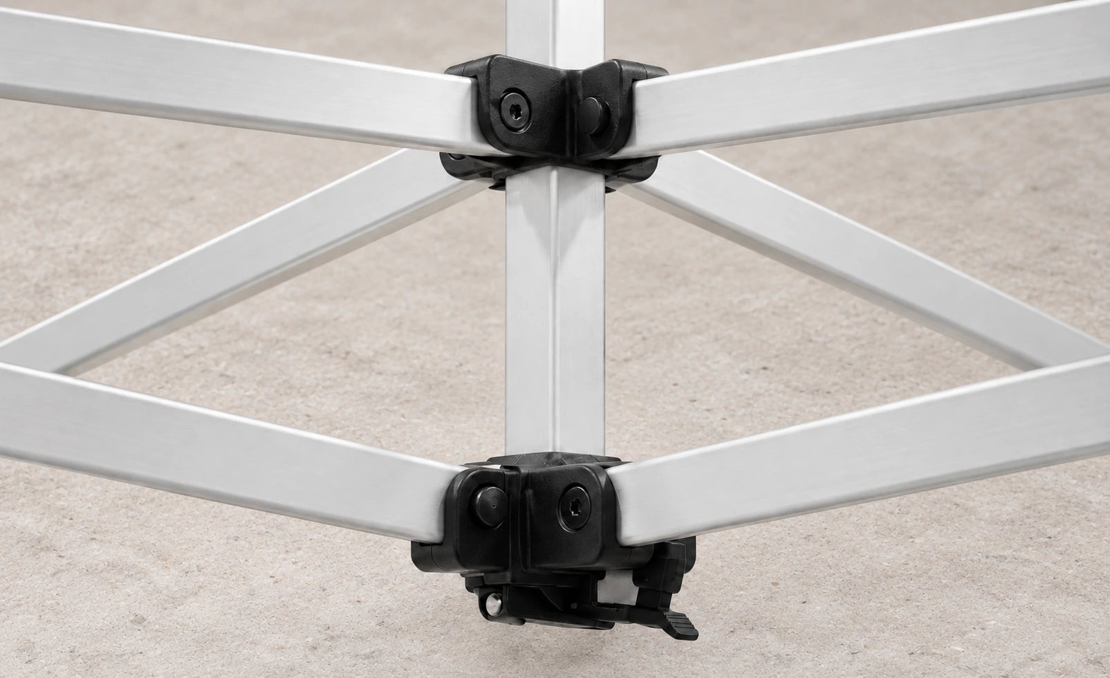 Hex40 event tent folding frame joints