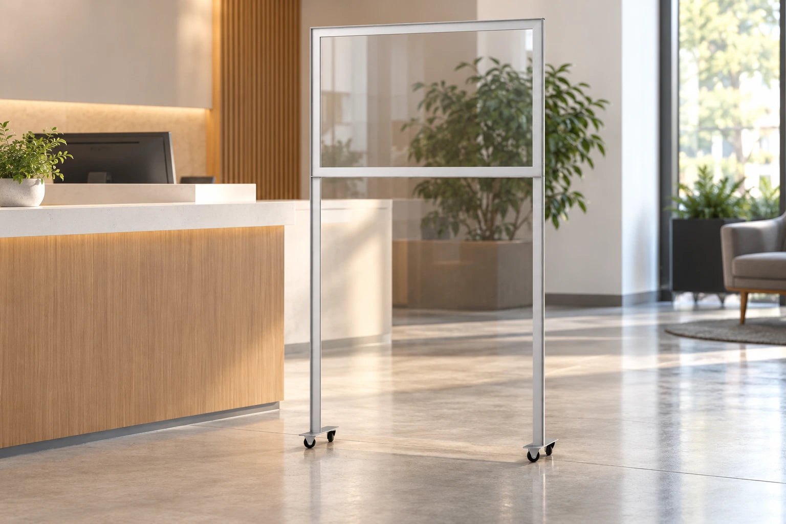 
Transparent standing screen