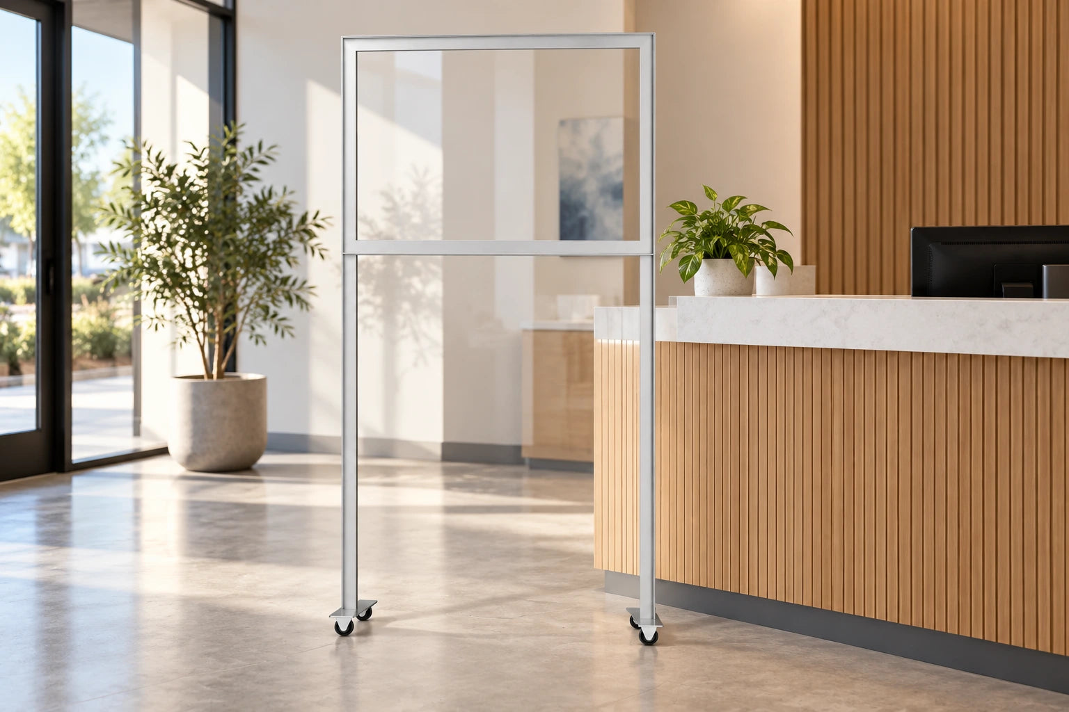 
Transparent standing screen