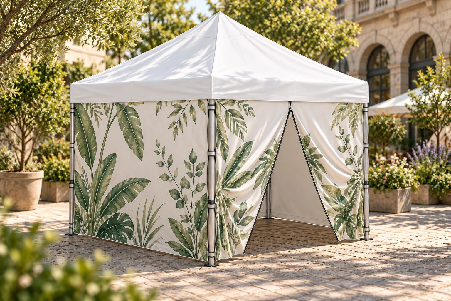 
Tent wall with zippered door