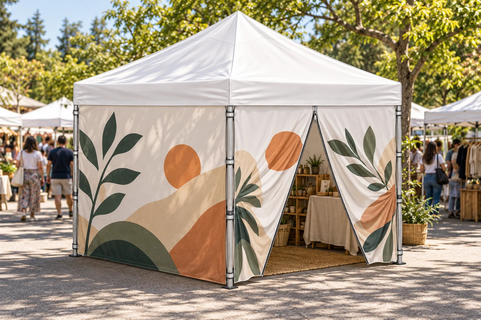 
Tent wall with zippered door
