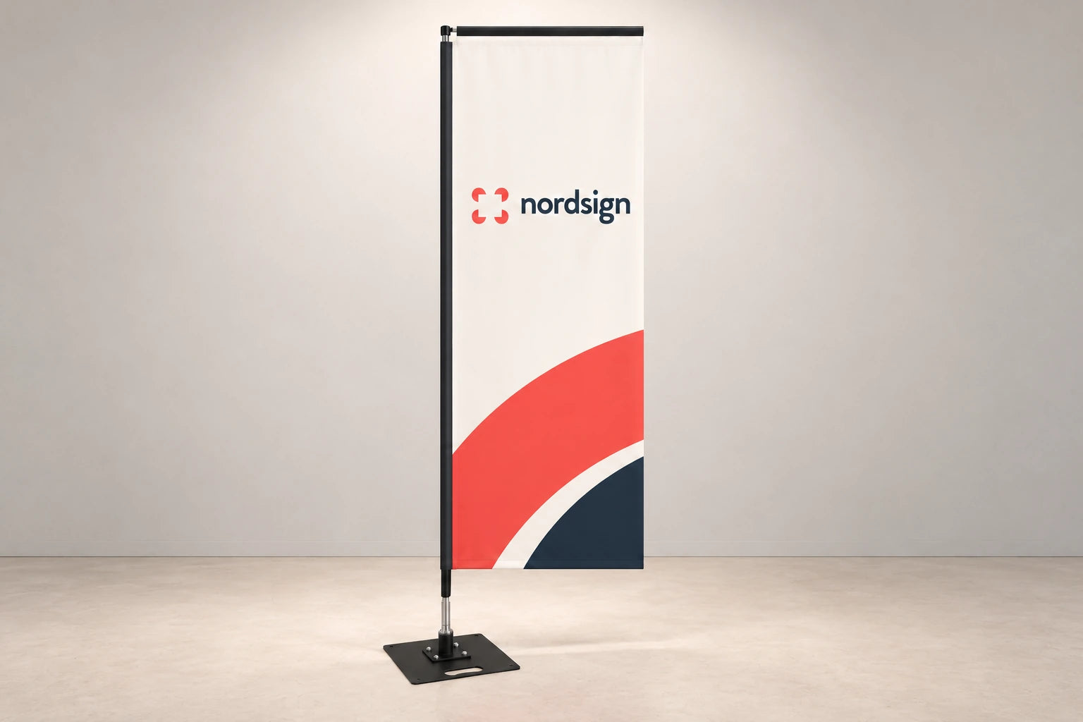 
Standard double-sided Square flag: 
Rectangular flag application example